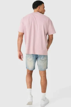 Cheap boohooMAN Slim Rigid Denim Shorts In vintage blue