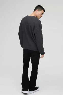 Outlet boohooMAN Slim Rigid Flare Jean true black
