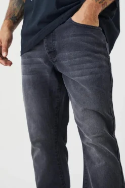 Clearance boohooMAN Slim Rigid Flare Jean washed black