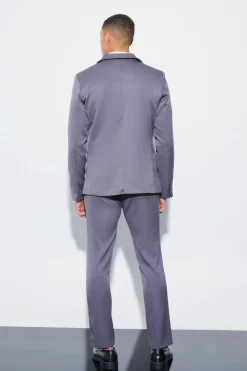 Store boohoo Slim Satin Suit charcoal