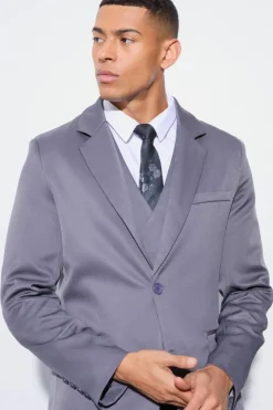 Store boohoo Slim Satin Suit charcoal