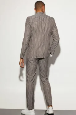 Store boohooMAN Slim Single Breasted Checkerboard Suit Jacket grey