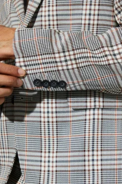 Best boohooMAN Slim Single Breasted Check Suit Jacket brown