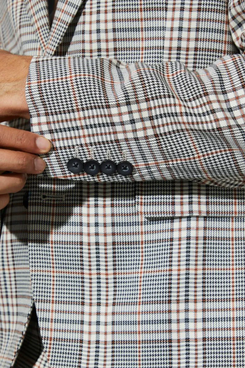 Best boohooMAN Slim Single Breasted Check Suit Jacket brown