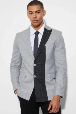 New boohooMAN Slim Single Breasted Contrast Lapel Blazer black