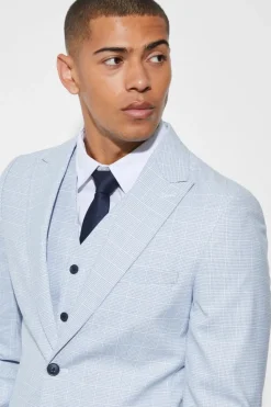 Flash Sale boohooMAN Slim Single Breasted Micro Check Suit Jacket ecru