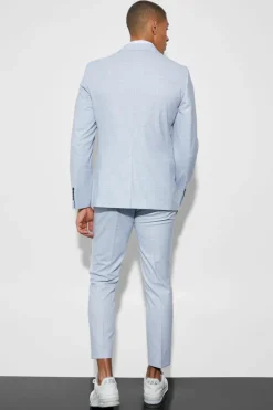 Flash Sale boohooMAN Slim Single Breasted Micro Check Suit Jacket ecru