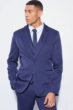 Discount boohoo Slim Single Breasted Three Piece Suit navy