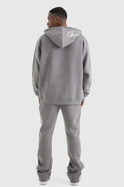 New boohooMAN Slim Stacked Flare Jogger With Gusset Panel grey