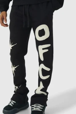 Sale boohooMAN Slim Stacked Star Ofcl Applique Jogger black