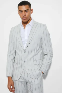 Cheap boohoo Slim Striped Suit light grey