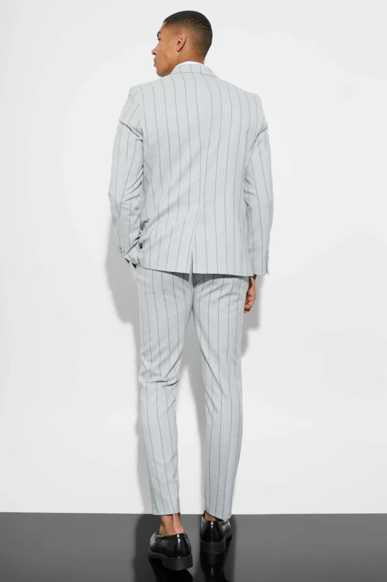 Cheap boohoo Slim Striped Suit light grey