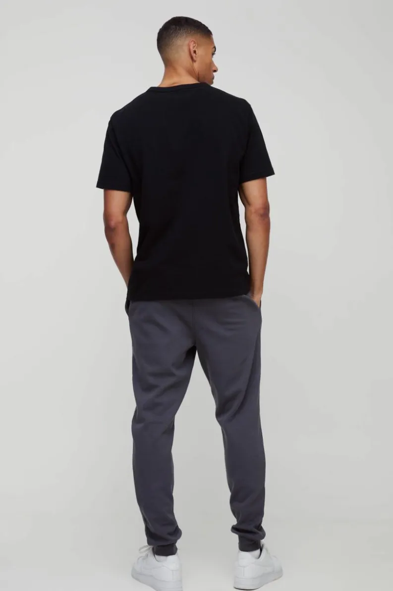 Online boohooMAN Slim Tapered Heavyweight Interlock Jogger grey
