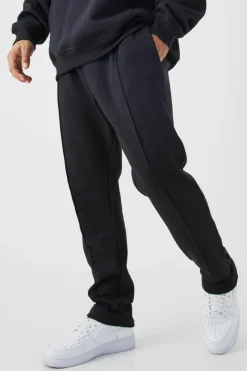 Cheap boohooMAN Slim Tapered Interlock Jogger With Pintuck black
