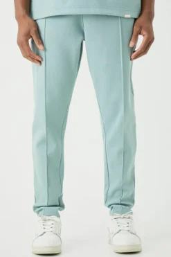 Cheap boohooMAN Slim Tapered Interlock Pintuck Jogger dusty blue
