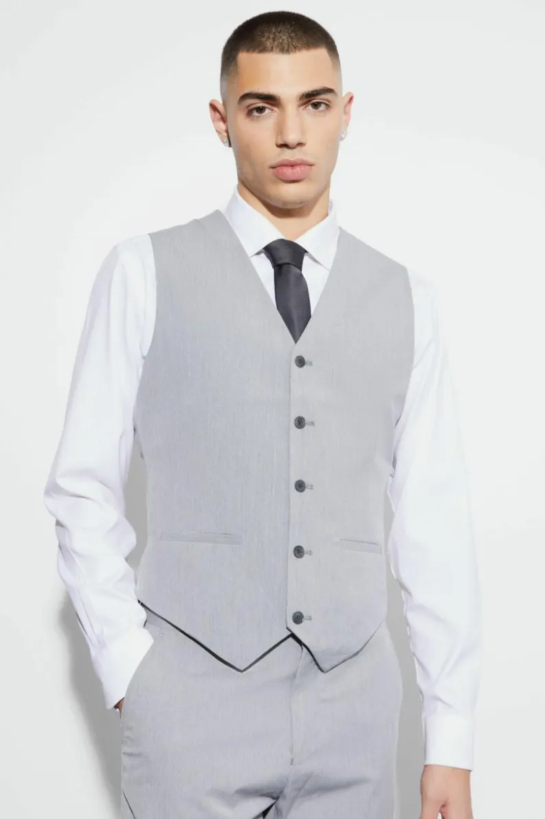 Outlet boohoo Slim Three Piece Suit grey