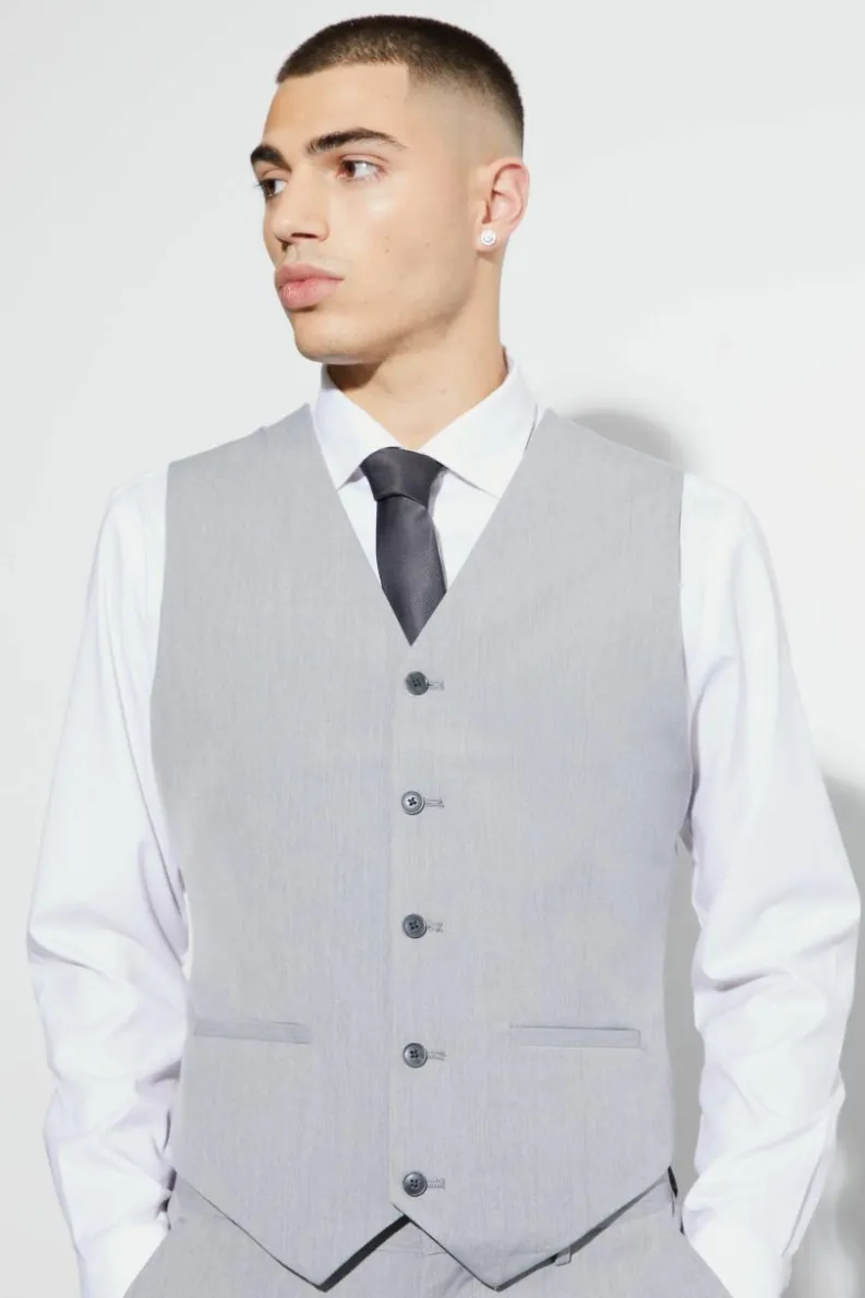 Outlet boohoo Slim Three Piece Suit grey