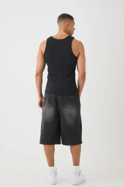 Outlet boohooMAN Slim Waffle Vest black