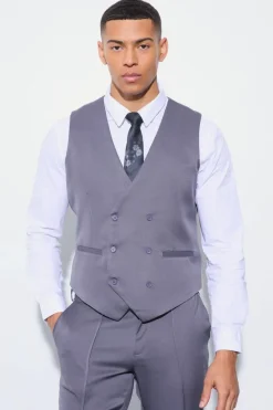 Store boohooMAN Slim Waistcoat charcoal