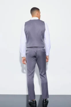 Store boohooMAN Slim Waistcoat charcoal