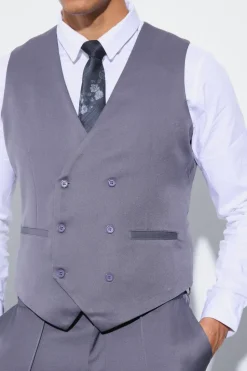 Store boohooMAN Slim Waistcoat charcoal