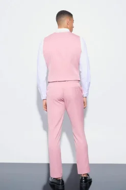 Fashion boohooMAN Slim Waistcoat dusty pink