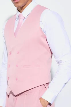 Fashion boohooMAN Slim Waistcoat dusty pink