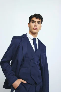 Cheap boohooMAN Slim Waistcoat navy