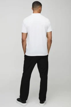 Store boohooMAN Slim 1/4 Zip Pique Golf Polo white