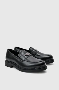 Discount boohooMAN Slip On Loafer With Man Branding In black
