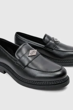 Discount boohooMAN Slip On Loafer With Man Branding In black