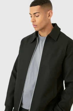 Best boohooMAN Smart Harrington Jacket black