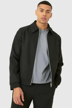 Best boohooMAN Smart Harrington Jacket black