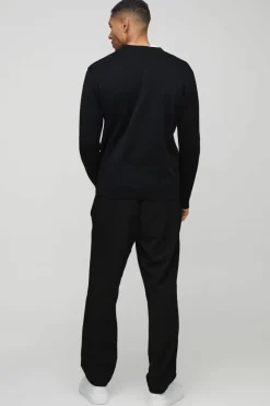 Outlet boohooMAN Smart Knitted Bomber Jacket black