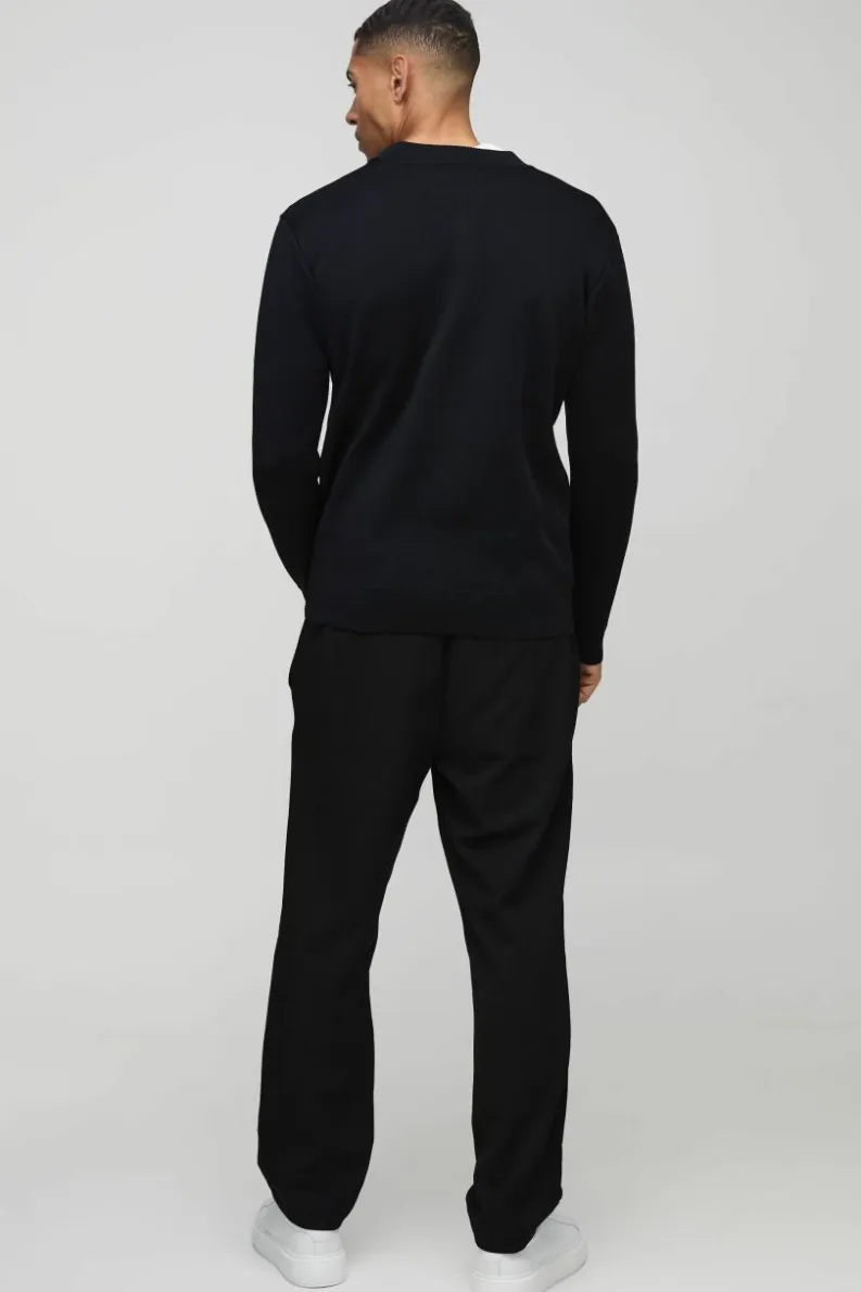 Outlet boohooMAN Smart Knitted Bomber Jacket black