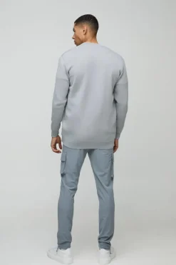 Flash Sale boohooMAN Smart Knitted Bomber Jacket grey