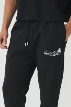 Best Sale boohooMAN Smart Split Hem Super Heavyweight Puff Print Joggers black