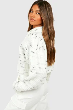 Cheap boohoo Soft Knit Nep Yarn Half Zip Collar Jumper ecru