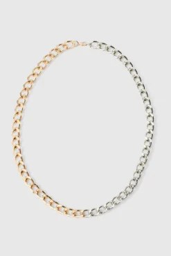 New boohooMAN Spliced Chain Necklace silver
