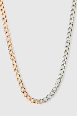 New boohooMAN Spliced Chain Necklace silver