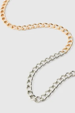 New boohooMAN Spliced Chain Necklace silver