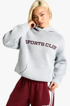 Best boohoo Sports Club Oversized Knitted Hoody grey