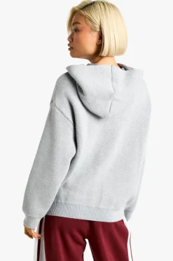 Best boohoo Sports Club Oversized Knitted Hoody grey