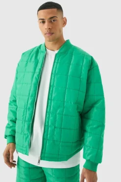 Online boohoo Square Quilted Oversized Pocket Bomber Set teal