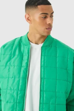Online boohoo Square Quilted Oversized Pocket Bomber Set teal