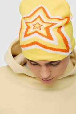 Sale boohooMAN Star Graphic Beanie in yellow