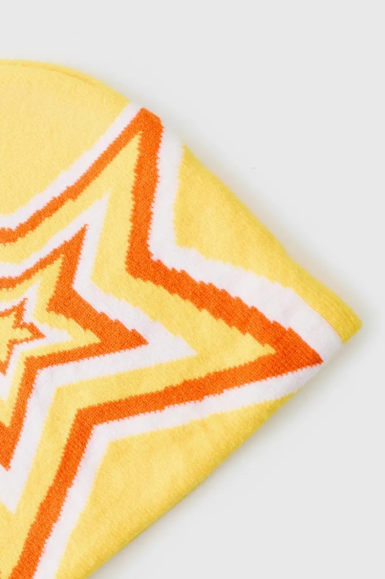 Sale boohooMAN Star Graphic Beanie in yellow