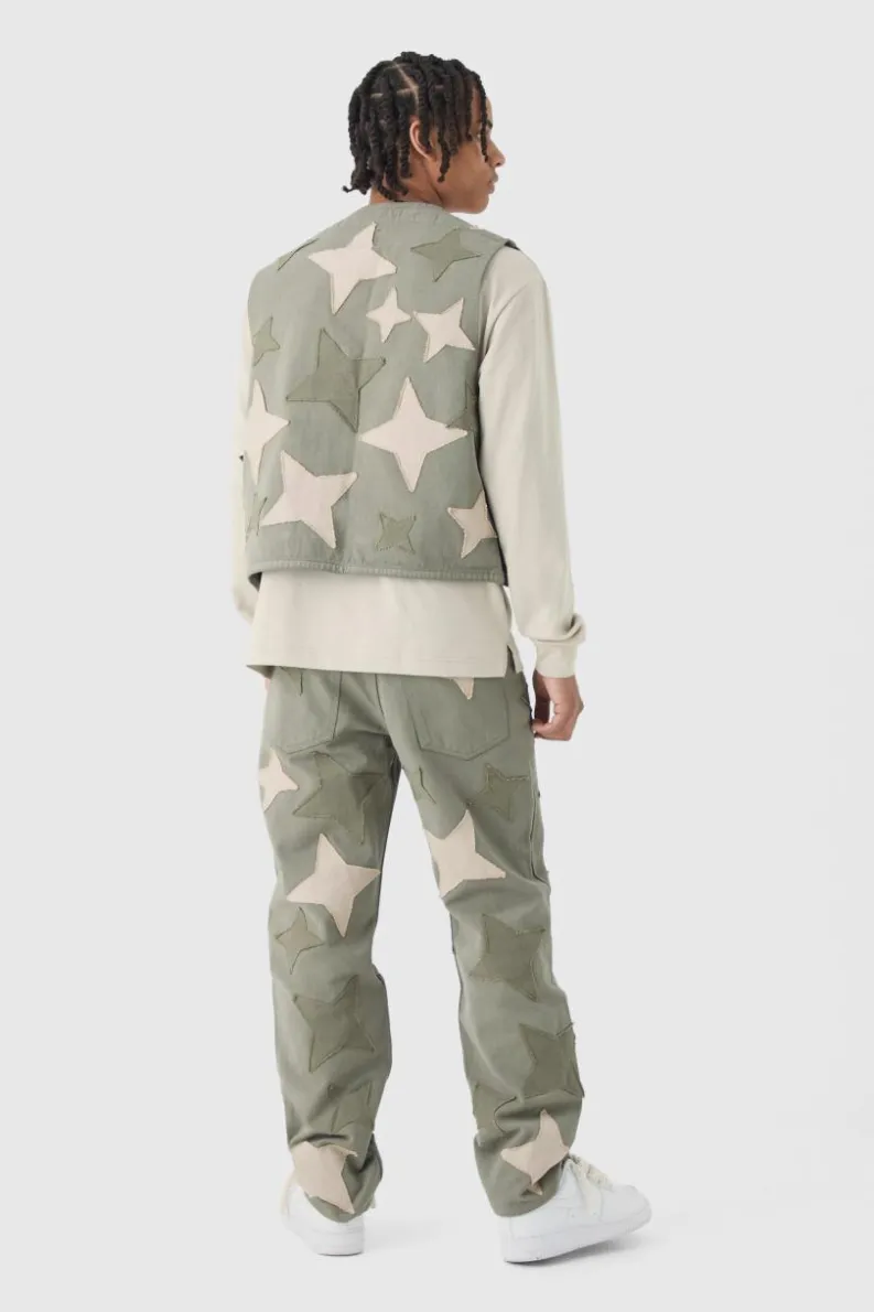 Discount boohoo Star Patchwork Applique Set khaki