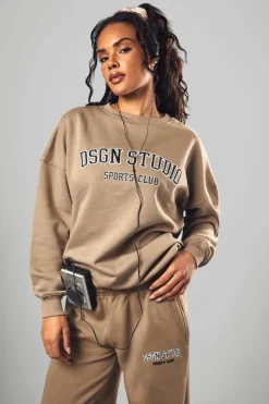 Outlet boohoo Dsgn Studio Applique Oversized Sweatshirt stone