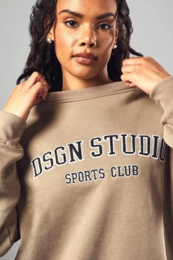 Outlet boohoo Dsgn Studio Applique Oversized Sweatshirt stone